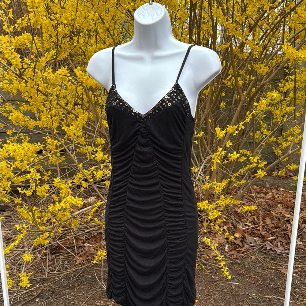 Free People LBD Ruched Dress with Studded Detail size 6 medium